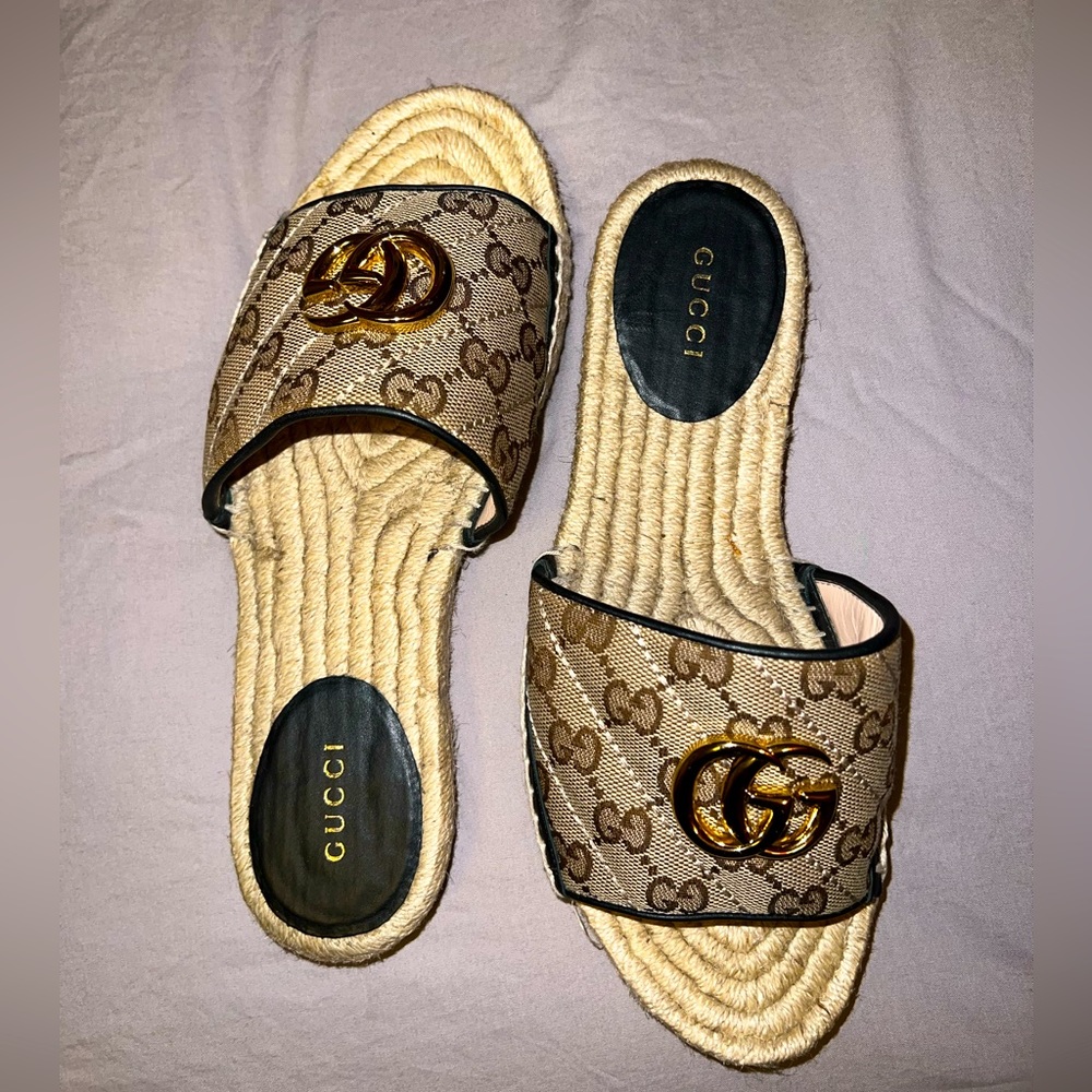 Gucci GG MATELASSÉ CANVAS ESPADRILLE SANDAL